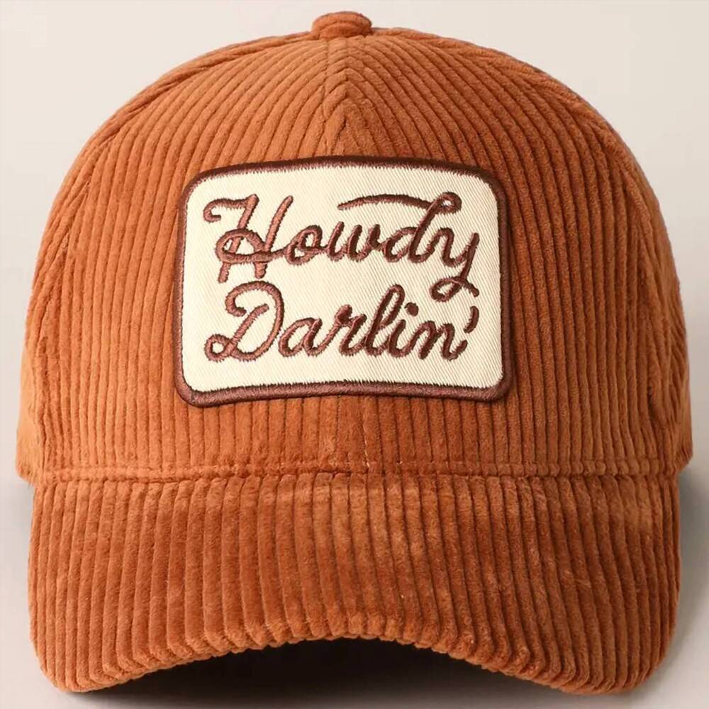 NEW FASHION CITY women's howdy darlin' embroidery patch corduroy cap in brown